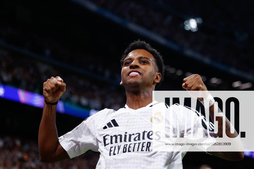Rodrygo Goes of Real Madrid celebrates a goal of Lucas Vazquez of Real Madrid during the UEFA Champions League 2024 25 League Phase MD3 match between Real Madrid CF and Borussia Dortmund at Estadio Santiago Bernabeu on October 22, 2024, in Madrid, Spain. Madrid SPAIN - ZUMAa181 20241022_zaa_a181_260