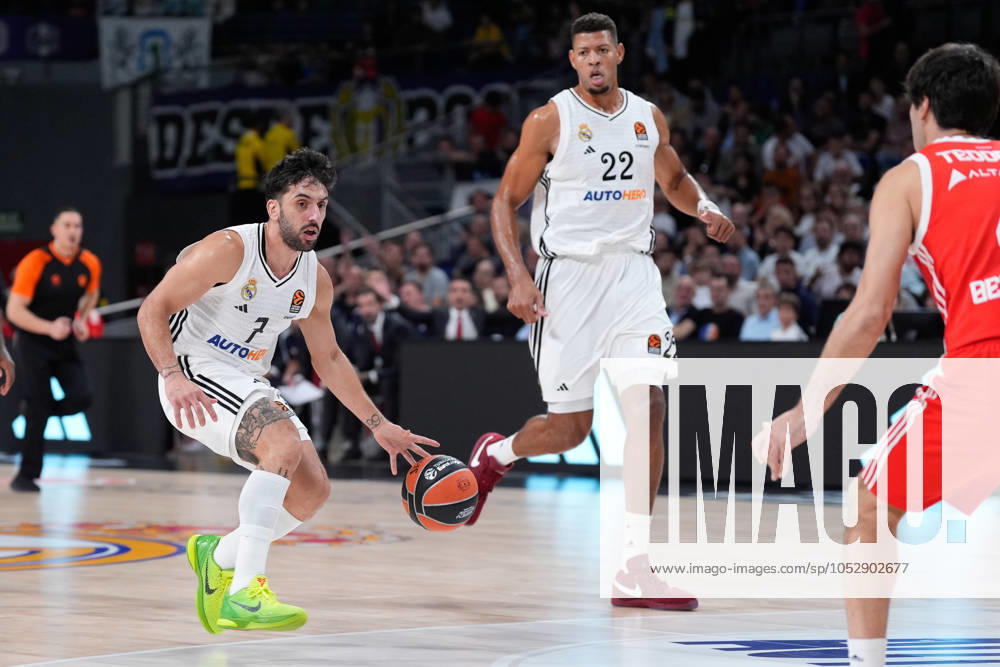 Facundo Campazzo of Real Madrid in action during the Turkish Airlines EuroLeague, Regular Season Round Five, basketball match played between Real Madrid Baloncesto and Crvena Zvezda Meridianbet Belgrade at Wizink Center pavilion on October 24, 2024 in Madrid, Spain. Madrid SPAIN - ZUMAa181 20241024_zaa_a181_098