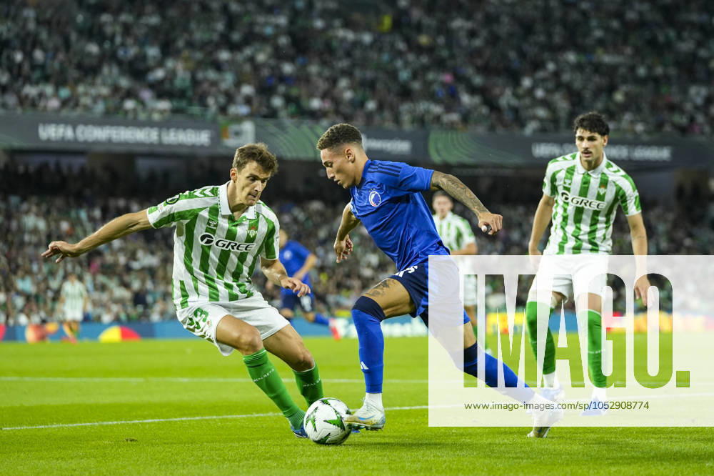 Diego Llorente of Real Betis and Robert Rodrigues of FC Copenhague in action during the UEFA Conference League, football match played between Real Betis and FC Copenhague at Benito Villamarin stadium on October 24, 2024, in Sevilla, Spain. Sevilla SPAIN - ZUMAa181 20241024_zaa_a181_186