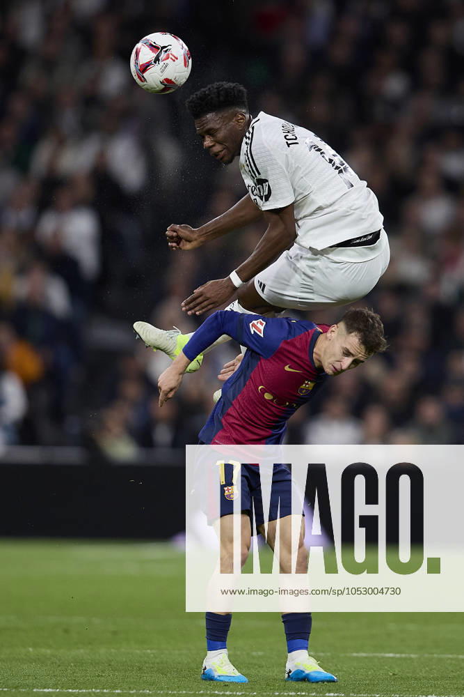 Aurelien Tchouameni of Real Madrid CF and Marc Casado of FC Barcelona, Barca during La Liga football match between Real Madrid CF v FC Barcelona at Santiago Bernabeu Stadium in Madrid, Spain, October 26, 2024 Madrid Spain - ZUMAa206 20241026_zsp_a206_094