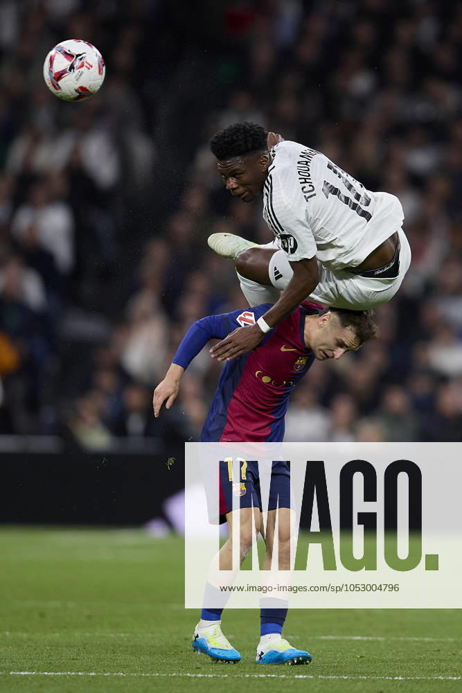 Aurelien Tchouameni of Real Madrid CF and Marc Casado of FC Barcelona, Barca during La Liga football match between Real Madrid CF v FC Barcelona at Santiago Bernabeu Stadium in Madrid, Spain, October 26, 2024 Madrid Spain - ZUMAa206 20241026_zsp_a206_102