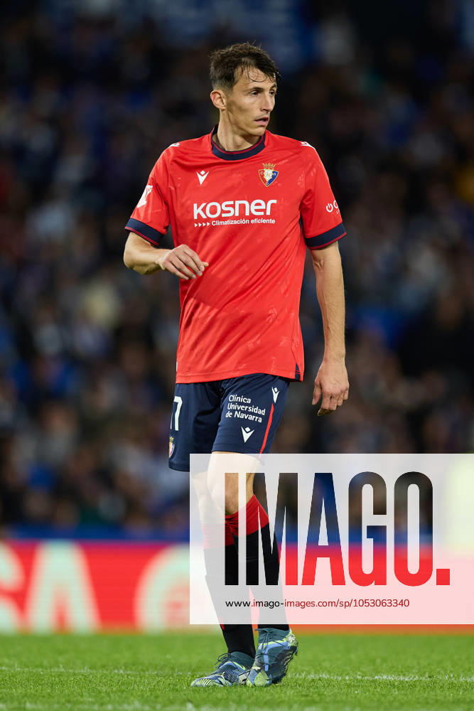 Ante Budimir of CA Osasuna looks on during the LaLiga EA Sports match between Real Sociedad and CA Osasuna at Reale Arena on October 27, 2024, in San Sebastian, Spain. San Sebastian SPAIN - ZUMAa181 20241027_zaa_a181_289
