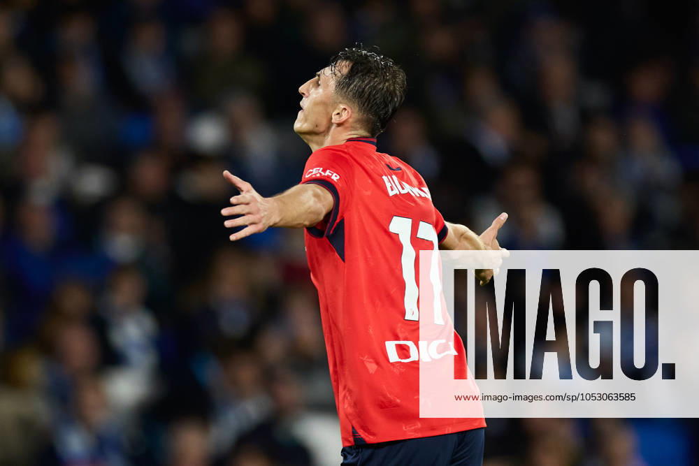 Ante Budimir of CA Osasuna celebrates after scoring goal during the LaLiga EA Sports match between Real Sociedad and CA Osasuna at Reale Arena on October 27, 2024, in San Sebastian, Spain. San Sebastian SPAIN - ZUMAa181 20241027_zaa_a181_293