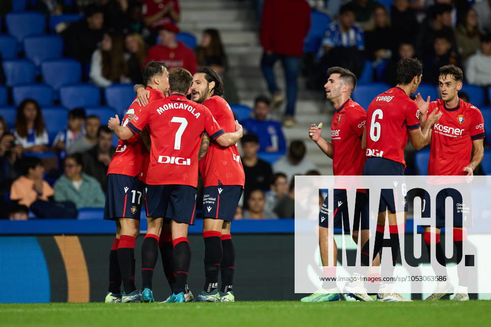 Ante Budimir of CA Osasuna celebrates after scoring goal during the LaLiga EA Sports match between Real Sociedad and CA Osasuna at Reale Arena on October 27, 2024, in San Sebastian, Spain. San Sebastian SPAIN - ZUMAa181 20241027_zaa_a181_294