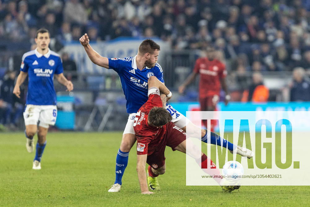 2 Soccer Bundesliga 14 Matchday FC Schalke 04 1 FC Kaiserslautern 29 11 2024 Thomas Kalas Schalke 04, 26 , Daniel Hanslik 1 FC Kaiserslautern, 19 2 Soccer Bundesliga 14 Matchday FC Schalke 04 1 FC Kaiserslautern Veltins Arena, Gelsenkirchen 29 11 2024 DFL regulations prohibit any use of photographs as image sequences and or quasi video
