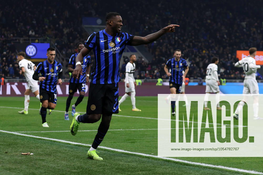 Serie A Fc Internazionale - Parma Calcio Marcus Thuram of Fc Internazionale celebrates after scoring a goal during the Serie A match beetween Fc Internazionale and Parma Calcio at Stadio Giuseppe Meazza on December 6, 2024 in Milan Italy . Milano Stadio Giuseppe Meazza Italy