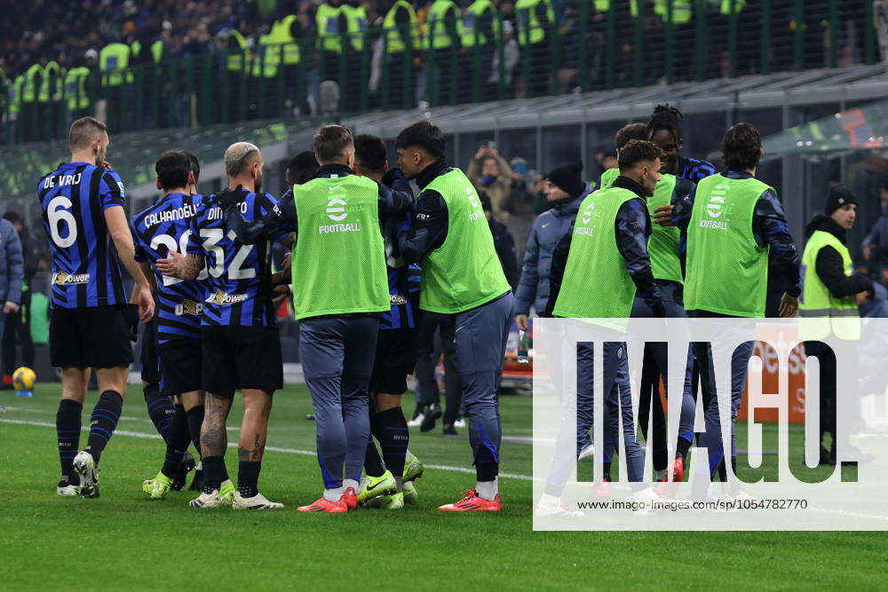 Serie A Fc Internazionale - Parma Calcio Marcus Thuram of Fc Internazionale celebrates with his team mates after scoring a goal during the Serie A match beetween Fc Internazionale and Parma Calcio at Stadio Giuseppe Meazza on December 6, 2024 in Milan Italy . Milano Stadio Giuseppe Meazza Italy