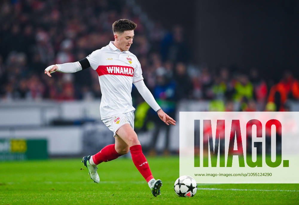 Angelo Stiller VfB Stuttgart controls the ball during the UEFA Champions League 2024 25 League Phase MD6 match between VfB Stuttgart and BSC Young Boys at MHPArena on December 11, 2024 in Stuttgart, Germany Photo by Silas Schueller DeFodi Images Defodi 738 738 VFBYBB 20241211 348 Defodi-738