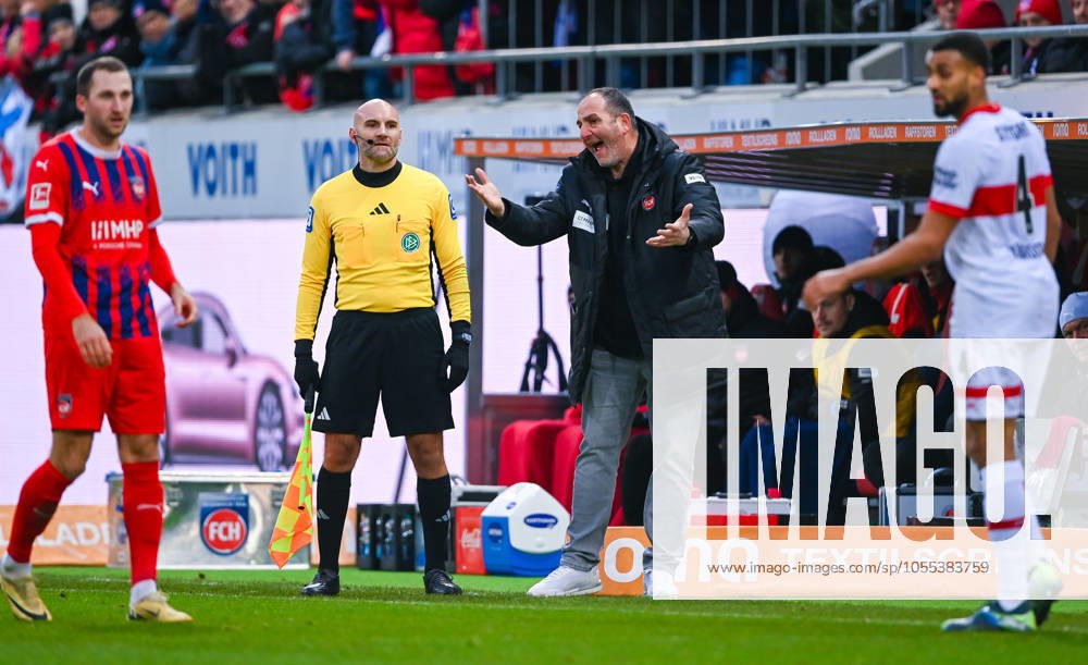 Coach Frank Schmidt 1 FC Heidenheim gestures and looks frustrated during the Bundesliga match between 1 FC Heidenheim 1846 and VfB Stuttgart, Voith Arena on December 15, 2024 in Heidenheim, Germany Photo by Silas Schueller DeFodi Images Trainer Frank Schmidt 1 FC Heidenheim gestures and looks frustrated during the Bundesliga match between 1 FC Heidenheim 1846 and VfB Stuttgart at Voith Arena on December 15, 2024 in Heidenheim, Germany Photo by Silas Schueller DeFodi Images DFL regulations prohibit any use of photographs as image sequences and or quasi video Photo by Silas Schueller DeFodi Images Defodi 738 738 FCHVFB 20241215 192 Defodi-738 DFL regulations prohibit any use of photographs as image sequences and or quasi-video.