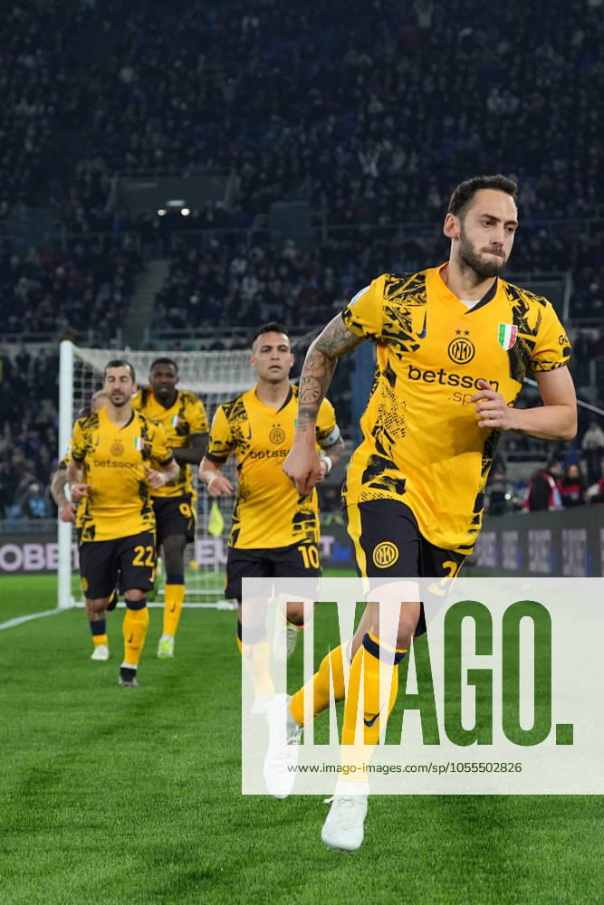 Inter Milan s Hakan Calhanoglu celebrates after scoring 0-1 during the Serie A EniLive soccer match between Lazio and Inter at the Rome s Olympic stadium, Italy - Monday December 16, 2024 - Soccer ( Photo by Alfredo Falcone LaPresse )