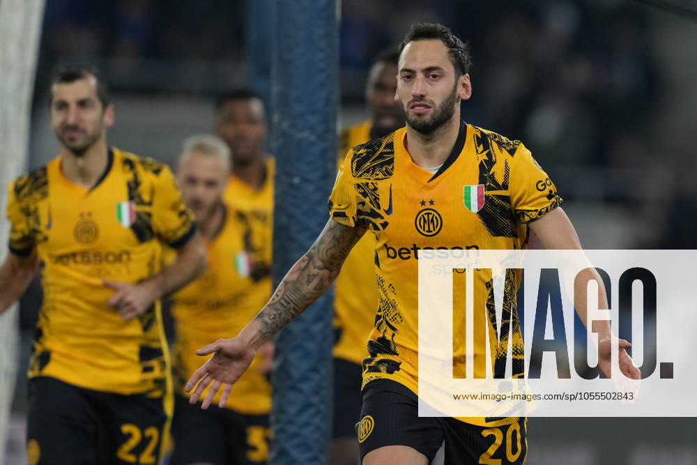Inter Milan s Hakan Calhanoglu celebrates after scoring 0-1 during the Serie A EniLive soccer match between Lazio and Inter at the Rome s Olympic stadium, Italy - Monday December 16, 2024 - Soccer ( Photo by Alfredo Falcone LaPresse )