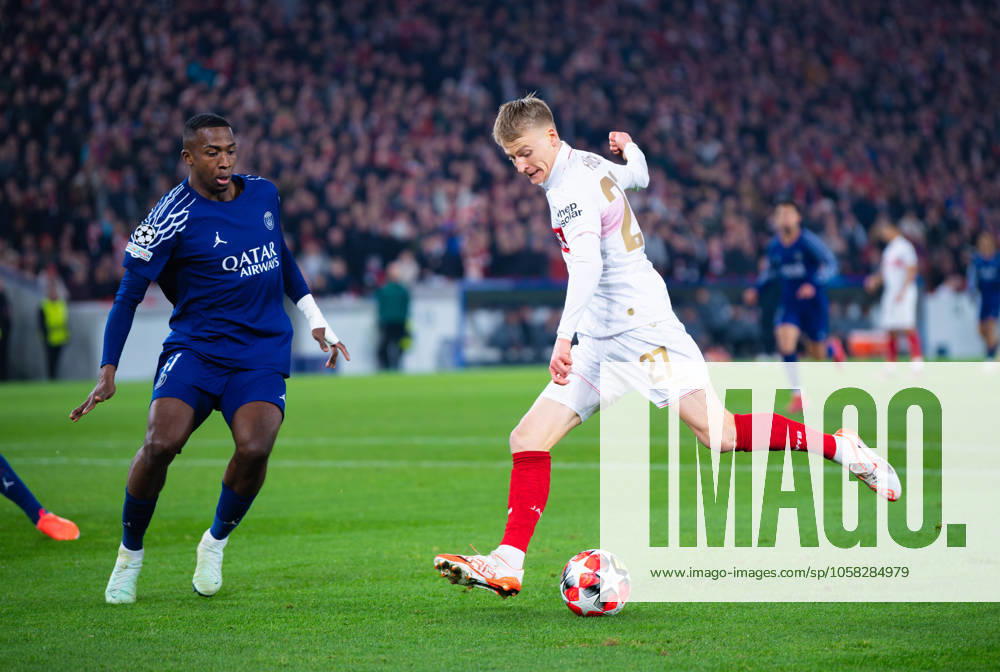 Chris Fuehrich VfB Stuttgart controls the ball against Willian Pacho Paris Saint Germain during the UEFA Champions League 2024 25 League Phase MD8 match between VfB Stuttgart and Paris Saint Germain at MHPArena on January 29, 2025 in Stuttgart, Germany Photo by Silas Schueller DeFodi Images Defodi 738 738 VFBPSG 20250129 219 Defodi-738