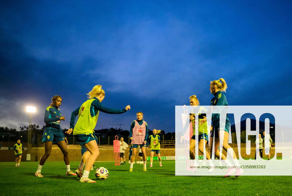 Players of Sweden during a training session with the women s national football team of Sweden on February 17, 2025 in Marbella Photo Ludvig Thunman BILDBYRAN code LT LT0676 fotboll football soccer fotball träning practice training sverige sweden dam bbeng
