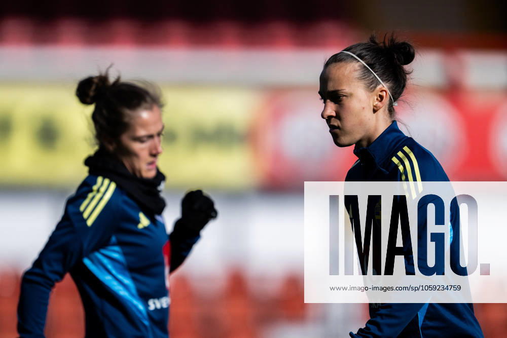 Julia Zigiotti Olme of the Swedish women s national football team at a training session on February 24, 2025 in Wrexham Photo Mathias Bergeld BILDBYRAN code MB MB1090 fotboll football soccer fotball nations league uefa womens nations league träning practice training sverige sweden dam bbeng