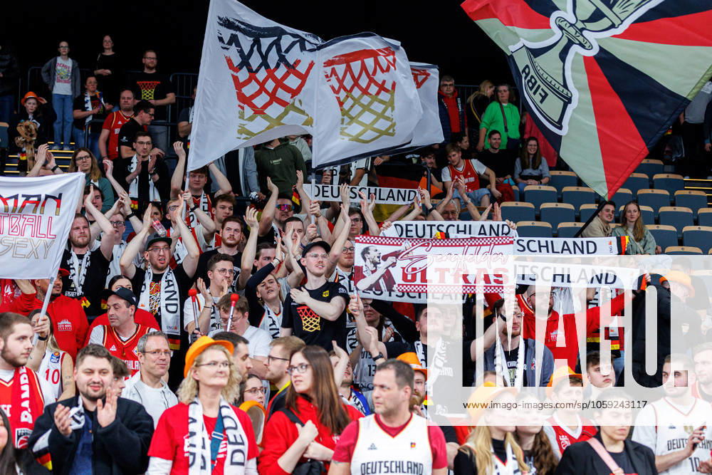 Fan, fans, spectators, cheers, cheering, positive emotions, positive emotion, symbol image, symbol photo, theme photo, theme picture, Germany vs Bulgaria, basketball, FIBA EuroBasket 2025 Qualifiers, Group D match day 6, 23 02 2025 Germany vs Bulgaria, basketball, FIBA EuroBasket 2025 Qualifiers, Group D match day 6, 23 02 2025 Bamberg
