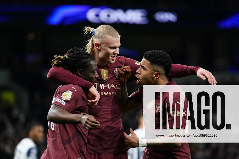 Erling Haland of Manchester City scores during the Premier League match between Tottenham Hotspur and Manchester City at Tottenham Hotspur Stadium, White Hart Lane, England on 26 February 2025.