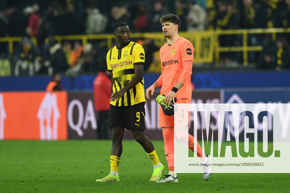 Serhou Guirassy Borussia Dortmund and goalkeeper Gregor Kobel Borussia Dortmund look on during the UEFA Champions League 2024 25 Round of 16 First Leg match between Borussia Dortmund and LOSC Lille at Signal Iduna Park on March 4, 2025 in Dortmund, Germany Photo by Ralf Treese DeFodi Images