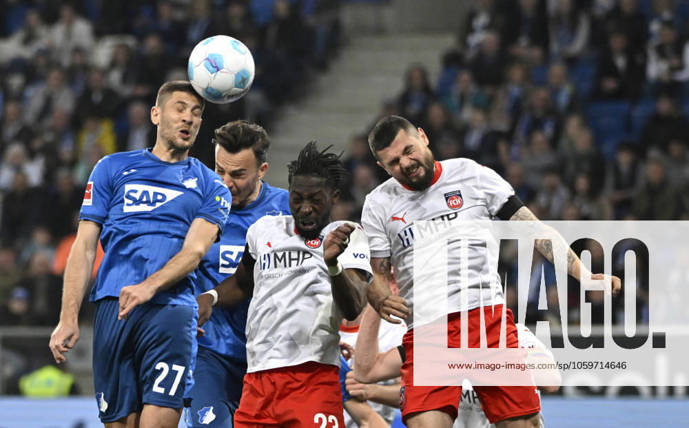 Penalty area scene, Goal area scene Header duel Duel Action Andrej Kramaric TSG 1899 Hoffenheim 27 Haris Tabakovic TSG 1899 Hoffenheim 26 Omar Haktab Traore 1 FC Heidenheim 1846 FCH 23 Marnon Busch 1 FC Heidenheim 1846 FCH 02 TSG 1899 Hoffenheim vs 1 FC Heidenheim 1846 FCH 09 03 2025 DFL REGULATIONS PROHIBIT ANY USE OF PHOTOGRAPHS AS IMAGE SEQUENCES AND OR QUASI VIDEO TSG 1899 Hoffenheim vs 1 FC Heidenheim 1846 FCH