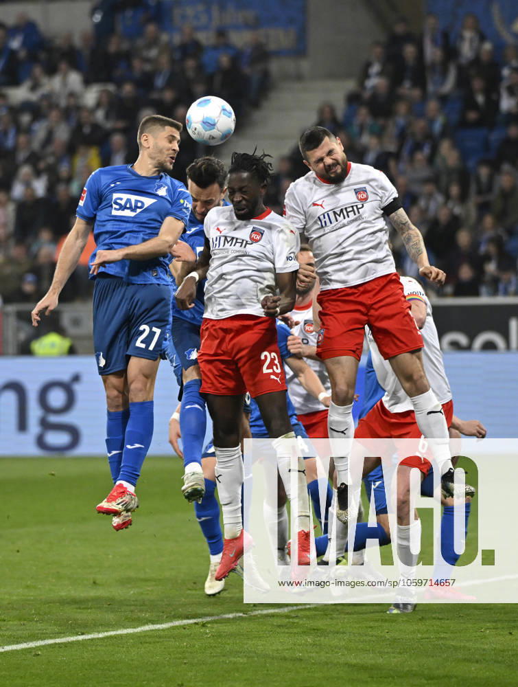 Penalty area scene, Goal area scene Header duel Duel Action Andrej Kramaric TSG 1899 Hoffenheim 27 Haris Tabakovic TSG 1899 Hoffenheim 26 Omar Haktab Traore 1 FC Heidenheim 1846 FCH 23 Marnon Busch 1 FC Heidenheim 1846 FCH 02 TSG 1899 Hoffenheim vs 1 FC Heidenheim 1846 FCH 09 03 2025 DFL REGULATIONS PROHIBIT ANY USE OF PHOTOGRAPHS AS IMAGE SEQUENCES AND OR QUASI VIDEO TSG 1899 Hoffenheim vs 1 FC Heidenheim 1846 FCH