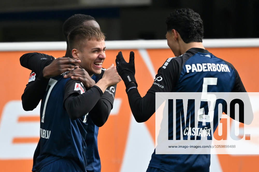 Paderborn, Home Deluxe Arena, 15 03 25, GER, Herren, 2 Bundesliga, Saison 2024 2025, SC Paderborn 07 1 FC Kaiserslautern Bild Filip BILBIJA Paderborn jubilates after his goal for 3 0 Only for editorial use DFL regulations prohibit any use of photographs as image sequences and or quasi video NRW Germany