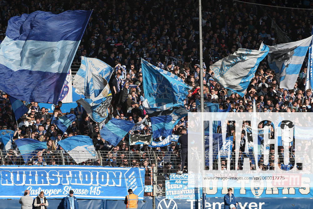 1 Bundesliga VfL Bochum Eintracht Frankfurt on 16 03 2025 at the Vonovia Ruhrstadion in Bochum The Bochum fans in the east curve wave flags MH
