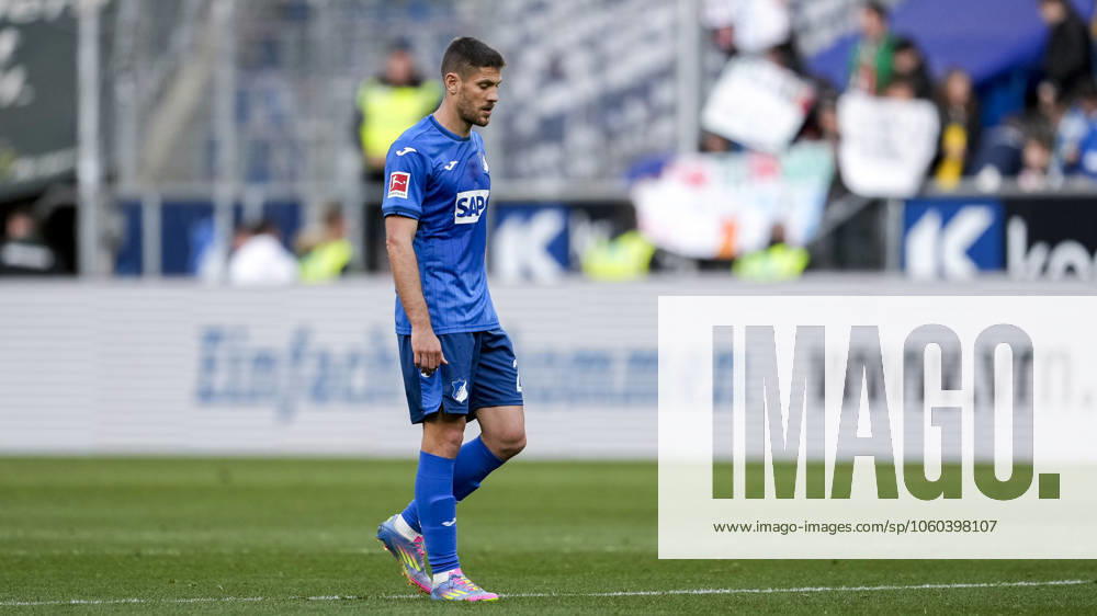 Andrej Kramaric Hoffenheim, 27 , TSG 1899 Hoffenheim player, disappointed about the draw, only draw, disappointment after the final whistle, highlight, point loss, frustration, disappointed, pessimistic, 29 03 2025, Sinsheim Germany , Football, Bundesliga, TSG 1899 Hoffenheim FC Augsburg, DFB DFL REGULATIONS PROHIBIT ANY USE OF PHOTOGRAPHS AS IMAGE SEQUENCES AND OR QUASI VIDEO