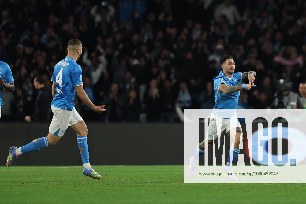 Napolis Matteo Politano celebrates after scoring 1-0 during the Serie A soccer match between Napoli and Milan at the Diego Armando Maradona Stadium in Naples, southern italy - Sunday , March 30 , 2025. - Soccer .