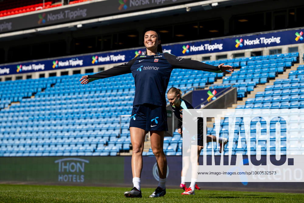 Ingrid Syrstad Engen of the Norwegian women s national football team during a training session on April 2, 2025 in Oslo Photo Vegard Grott BILDBYRAN kod VG VG0738 bbeng fotboll football soccer fotball norge norway women dam nations league träning practice training trening
