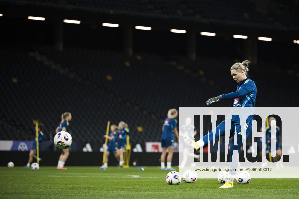 Goalkeeper Jennifer Falk of the Swedish women s national football team at a training session ahead of the Women s Nations League on April 3, 2025 in Stockholm Photo Maxim Thorà BILDBYRAN kod MT MT0791 fotboll football soccer fotball nations league uefa womens nations league träning practice training sverige sweden dam bbeng