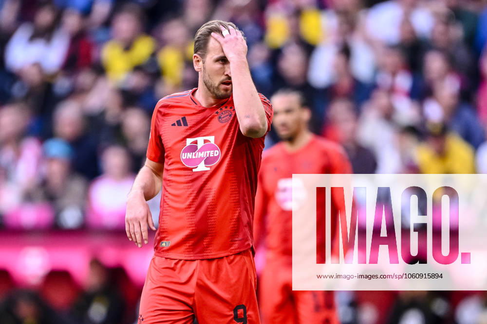 Harry Kane FC Bayern Muenchen gestures, gestures during the Bundesliga match between FC Bayern München and Borussia Dortmund, Allianz Arena on April 12, 2025 in Munich, Germany Photo by Harry Langer DeFodi Images Harry Kane FC Bayern Muenchen gestures during the Bundesliga match between FC Bayern München and Borussia Dortmund at Allianz Arena on April 12, 2025 in Munich, Germany Photo by Harry Langer DeFodi Images DFL regulations prohibit any use of photographs as image sequences and or quasi video Photo by Harry Langer DeFodi Images DFL regulations prohibit any use of photographs as image sequences and or quasi video