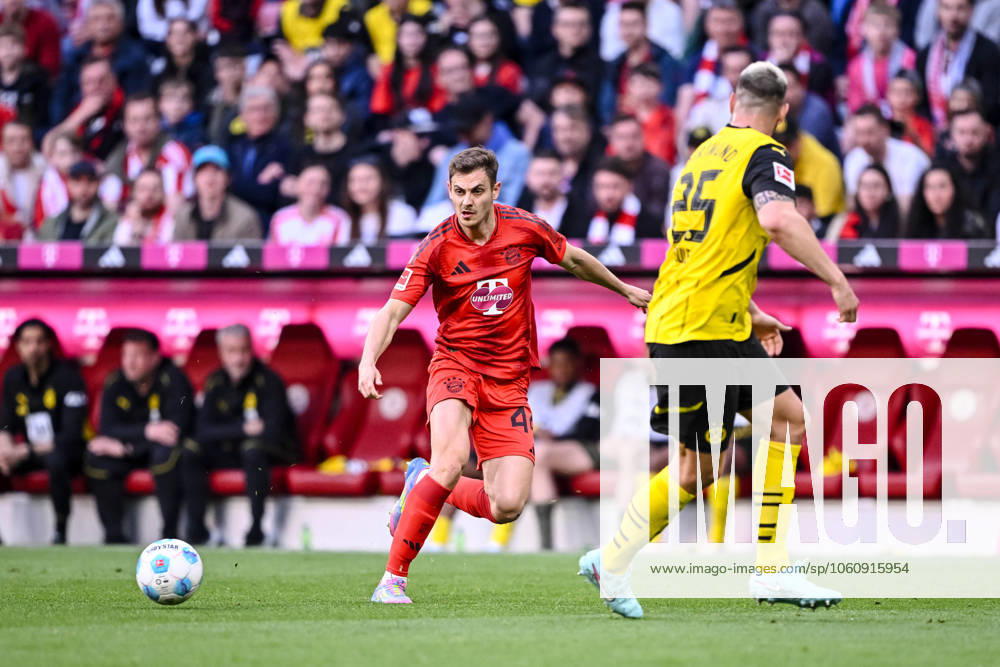 Josip Stanisic FC Bayern Muenchen and Niklas Suele BV Borussia Dortmund in a duel during the Bundesliga match between FC Bayern München and Borussia Dortmund, Allianz Arena on April 12, 2025 in Munich, Germany Photo by Harry Langer DeFodi Images Josip Stanisic FC Bayern Muenchen and Niklas Suele BV Borussia Dortmund battle for the ball during the Bundesliga match between FC Bayern München and Borussia Dortmund at Allianz Arena on April 12, 2025 in Munich, Germany Photo by Harry Langer DeFodi Images DFL regulations prohibit any use of photographs as image sequences and or quasi video Photo by Harry Langer DeFodi Images DFL regulations prohibit any use of photographs as image sequences and or quasi video