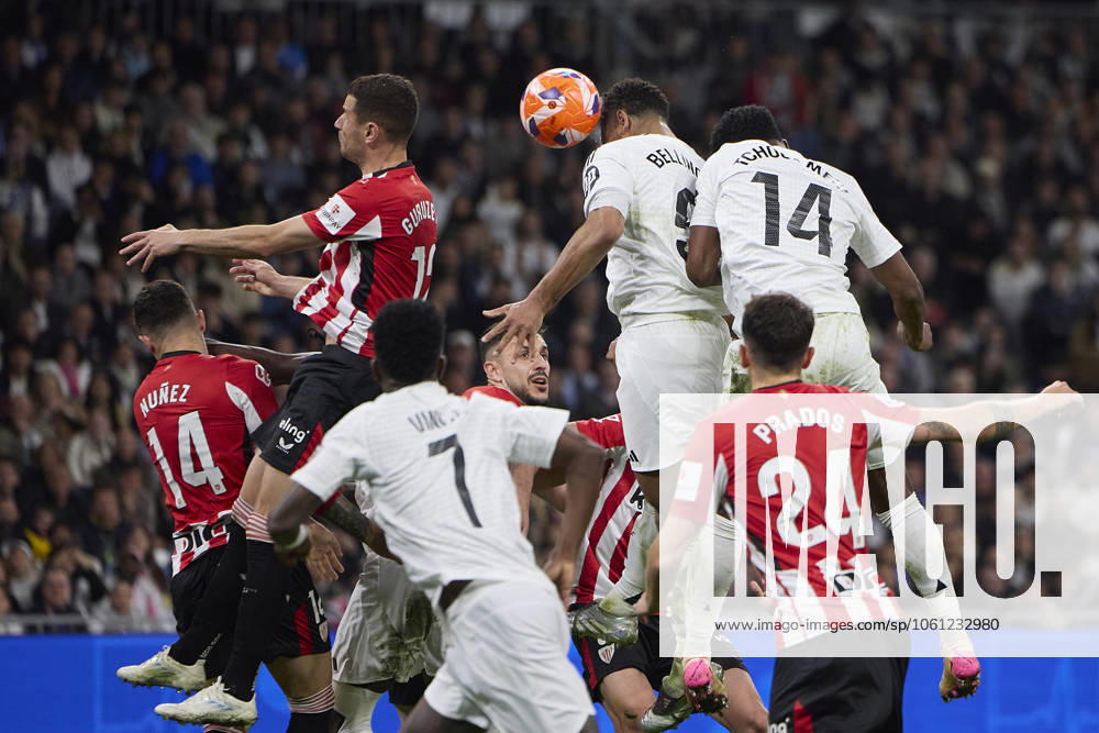 Jude Bellingham Real Madrid CF shoot during the LaLiga match between Real Madrid and Athletic Bilbao at Santiago BernabÃ u on April 20, 2025 in Madrid, Spain Photo by Manu Reino DeFodi Images