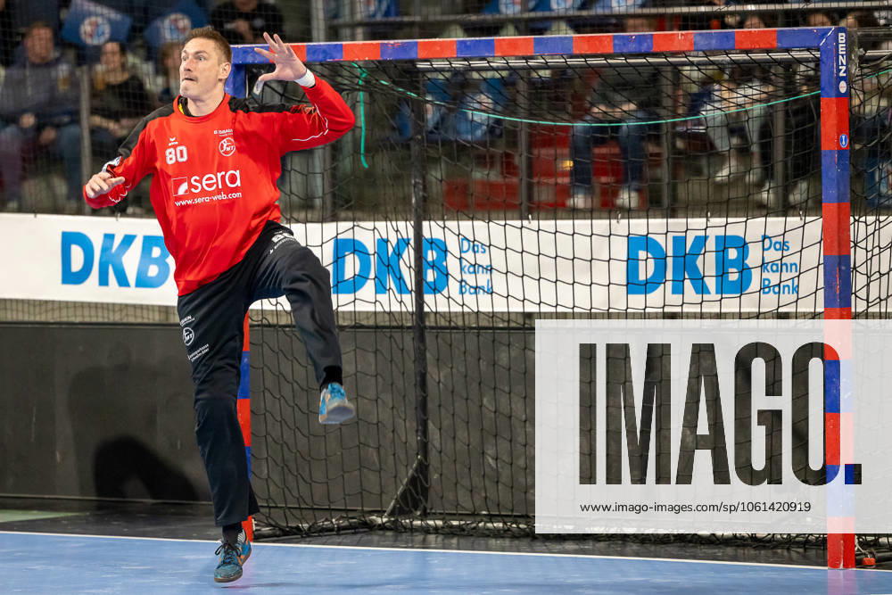 Carsten Lichtlein MT Melsungen, 80 who is actually a goalkeeping coach, instead of being available as a substitute keeper for the match HC Erlangen vs MT Melsungen, Handball, 1 Handball Bundesliga, Season 2024 2025, Matchday 27, 26 04 2025 HC Erlangen vs MT Melsungen, Handball, 1 Handball Bundesliga, Season 2024 2025, Matchday 27, 26 04 2025 Nuremberg