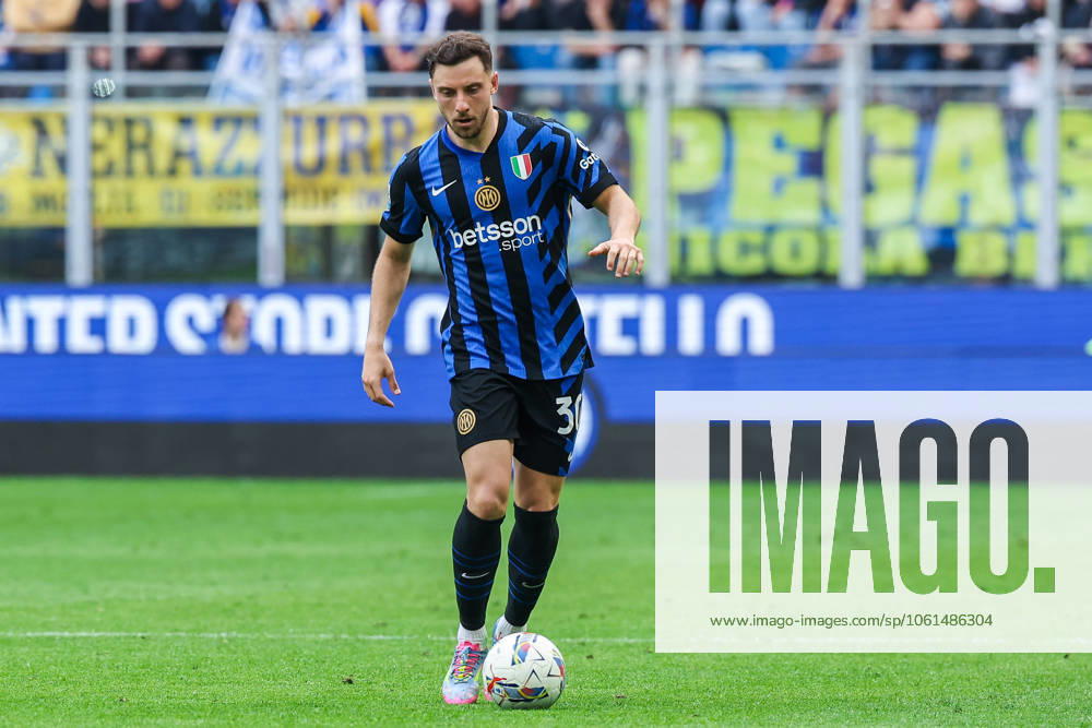 Carlos Augusto of FC Internazionale seen in action during Serie A 2024 25 football match between FC Internazionale and AS Roma at San Siro Stadium Milan Italy on 27 April 2025. Milan Stadio Giuseppe Meazza Milan Italy