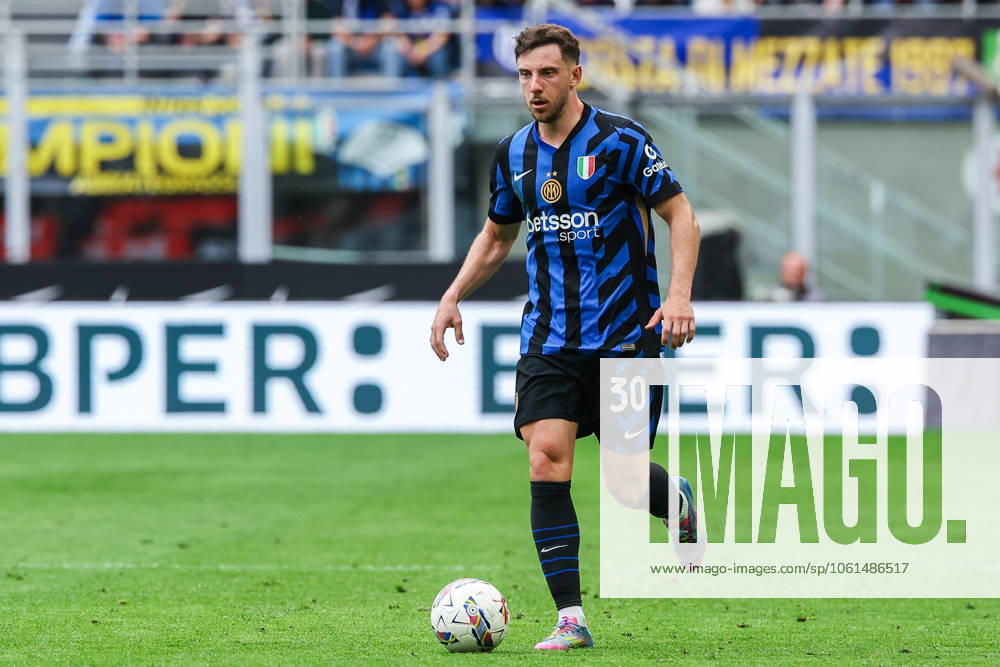 Carlos Augusto of FC Internazionale seen in action during Serie A 2024 25 football match between FC Internazionale and AS Roma at San Siro Stadium Milan Italy on 27 April 2025. Milan Stadio Giuseppe Meazza Milan Italy