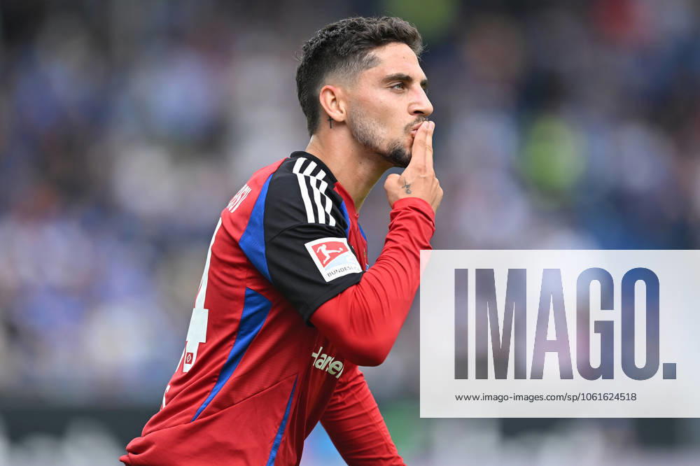 Soccer I Men I Season 2024 2025 I 2 Bundesliga I 32 Matchday I SV Darmstadt 98 Hamburger SV I 03 05 2025 Ludovit Reis 14, Hamburger SV Goal celebration for 0 1 Darmstadt Böllenfalltor Hesse Germany