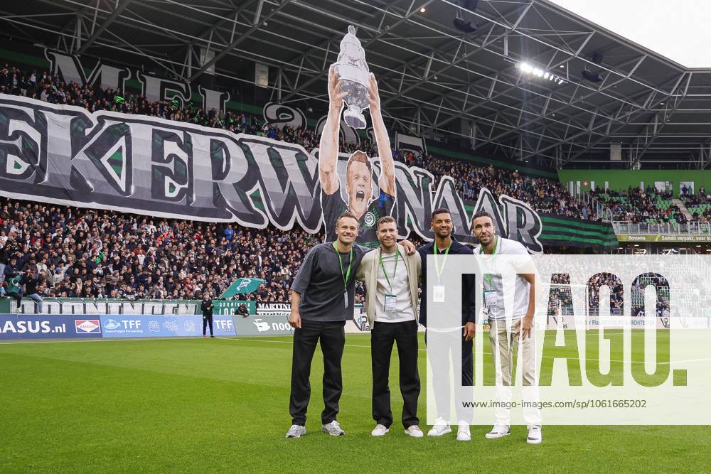 GRONINGEN, Euroborg Stadium, 03-05-2025 , season 2024 2025 , Dutch Eredivisie. during the match Groningen - RKC, final result 6-1, Groningen celebrates 10 years anniversary of winning the KNVB cup in 2015, with former players Maikel Kieftenbeld, Michael de Leeuw, Johan Kappelhof en Mimoun Mahi Groningen - RKC x29058288x
