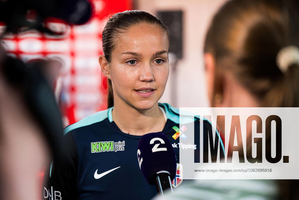 Guro Reiten of the Norwegian women s national football team during a press conference on June 2, 2025 in Sion Photo Marius Simensen BILDBYRAN COP 238 bbeng dam football fotball fotboll norge norway press conference pressekonferanse soccer uefa women s nations league