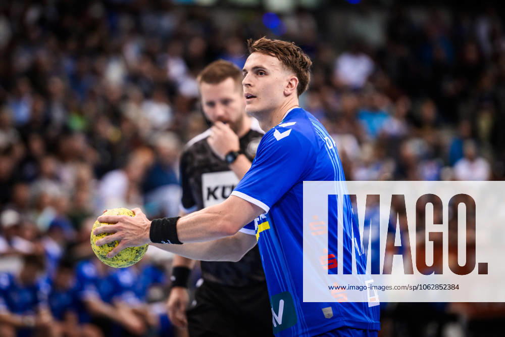Max Haefner (TVB Stuttgart, 03) GER, TVB Stuttgart - SC DHfK Leipzig, DAIKIN HBL, Handball, Bundesliga, 34. Spieltag, Spielzeit 2024 2025, 08.06.2025 GER, TVB Stuttgart - SC DHfK Leipzig, DAIKIN HBL, Handball, Bundesliga, 34. Spieltag, Spielzeit 2024 2025, 08.06.2025 Stuttgart