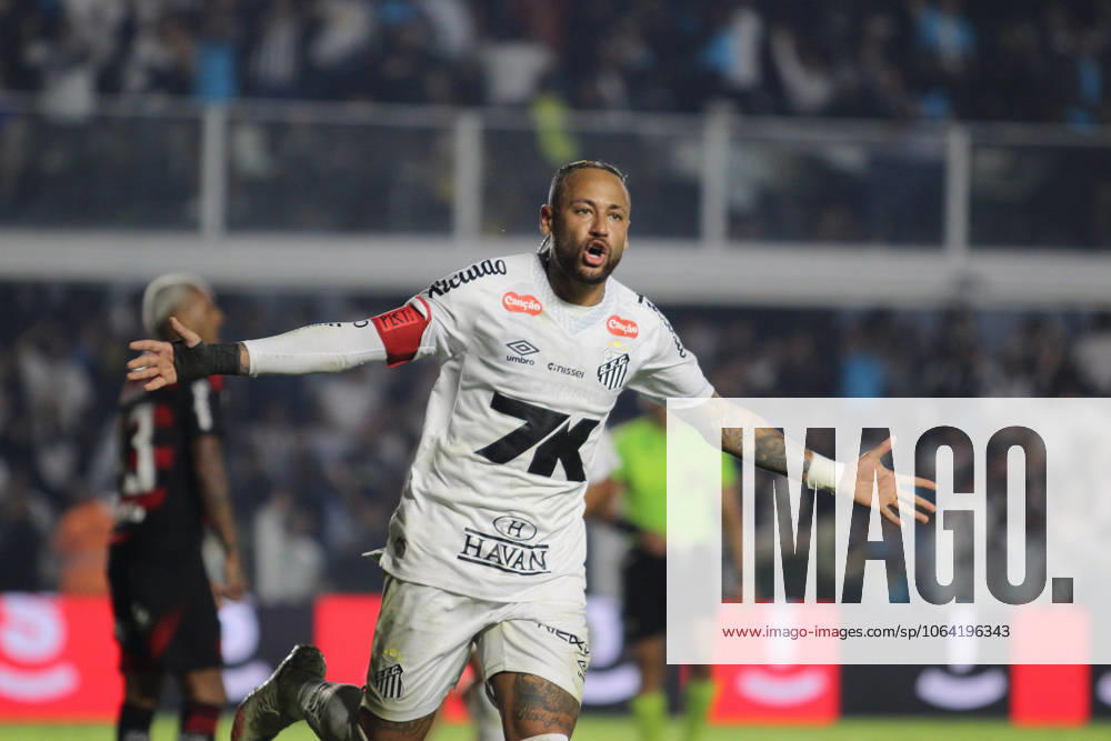 Match between Santos and Flamengo Santos (SP), 7 16 2025 - Football Santos x Flamengo - Neymar Jr celebrates a goal during the match between Santos x Flamengo, valid for the 14th round of the Brazilian Championship, Serie A, held at Vila Belmiro, this Wednesday (16). Sao Paulo Brasil
