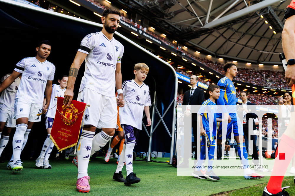 Bruno Fernandes of Manchester United ahead of the friendly football match between Manchester United and Leeds United on July 19, 2025 in Stockholm Photo Tobias Sterner BILDBYRAN COP 254 TS0371 fotboll football soccer fotball träningsmatch friendly match manchester united leeds united bbeng
