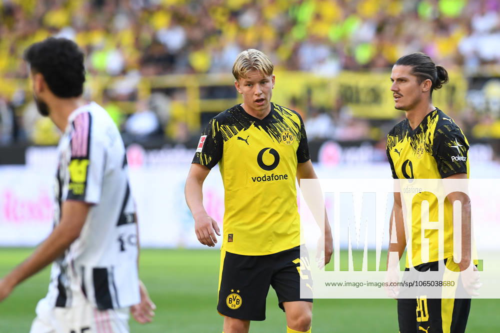 Daniel Svensson Borussia Dortmund and Marcel Sabitzer Borussia Dortmund look on during the pre season friendly match between Borussia Dortmund and Juventus FC at Signal Iduna Park on August 10, 2025 in Dortmund, Germany Photo by Ralf Treese DeFodi Images Daniel Svensson Borussia Dortmund and Marcel Sabitzer Borussia Dortmund look on during the pre season friendly match between Borussia Dortmund and Juventus FC at Signal Iduna Park on August 10, 2025 in Dortmund, Germany Photo by Ralf Treese DeFodi Images
