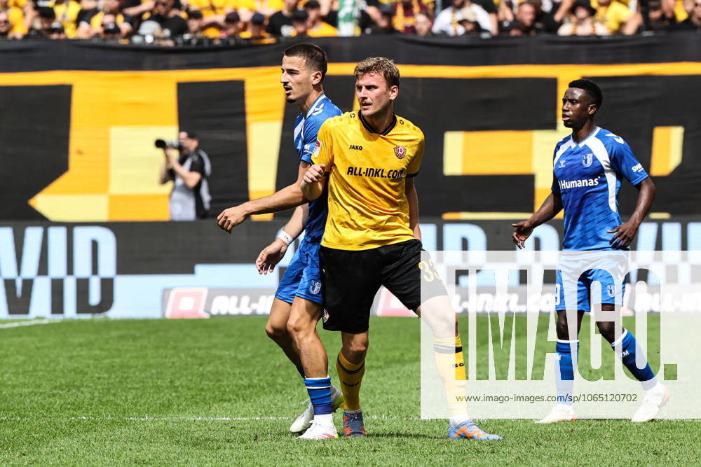 Christoph Daferner SG Dynamo Dresden,33 vs Andi Hoti 1 FC Magdeburg,3 and Lubambo Musonda 1 FC Magdeburg,19 2 Soccer Bundesliga Season 2025 2026 SG Dynamo Dresden vs 1 FC Magdeburg at Rudolf Harbig Stadium in Dresden Action,Soccer,Man,Men,Germany