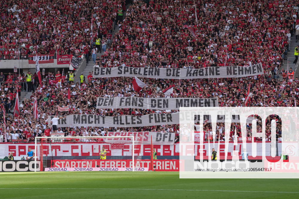 Banner of the fans and Ultras in the stands, Banner , Germany, Football, 1 Bundesliga, 1 Matchday, 2025 2026, SC Freiburg vs FC Augsburg, 23 08 2025, Europa Park Stadion, Freiburg, Germany DFL REGULATIONS PROHIBIT ANY USE OF PHOTOGRAPHS AS IMAGE SEQUENCES AND OR QUASI VIDEO Freiburg Europa Park Stadion Baden Württemberg Germany
