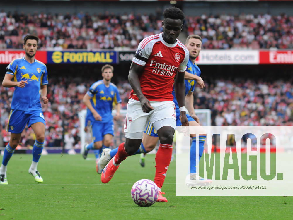 Football - 2025 2026 Premier League - Arsenal vs Leeds United - Emirates Stadium - Saturday 23rd August 2025 Bukayo Saka of Arsenal runs through to score goal no 2
