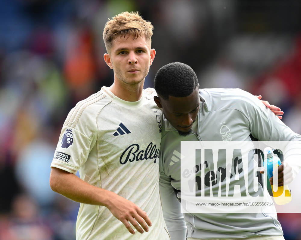 Crystal Palace v Nottingham Forest - Premier League James McAtee of Nottingham Forest and Callum Hudson-Odoi of Nottingham Forest participate in the Premier League match between Crystal Palace and Nottingham Forest at Selhurst Park in London, England, on August 24, 2025. London Greater London United Kingdom
