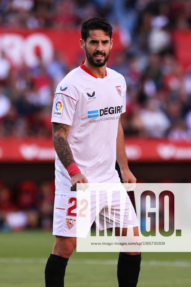 Francisco Alarcon Isco of Sevilla FC in action during the La Liga Santader match between Sevilla CF and Atletico Madrid at Ramon Sanchez Pizjuan in Seville, Spain, on October 01, 2022.