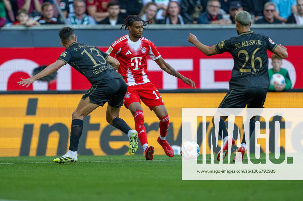 Michael Olise FC Bayern Muenchen, 17 , GER, FC Augsburg vs FC Bayern Muenchen, Football, Bundesliga, Matchday 2, Season 2025 2026, 30 08 2025, DFL DFB REGULATES PROHIBIT ANY USE OF PHOTOGRAPHS AS IMAGE SEQUENCES AND OR QUASI VIDEO, GER, FC Augsburg vs FC Bayern Muenchen, Football, Bundesliga, Matchday 2, Season 2025 2026, 30 08 2025 Augsburg