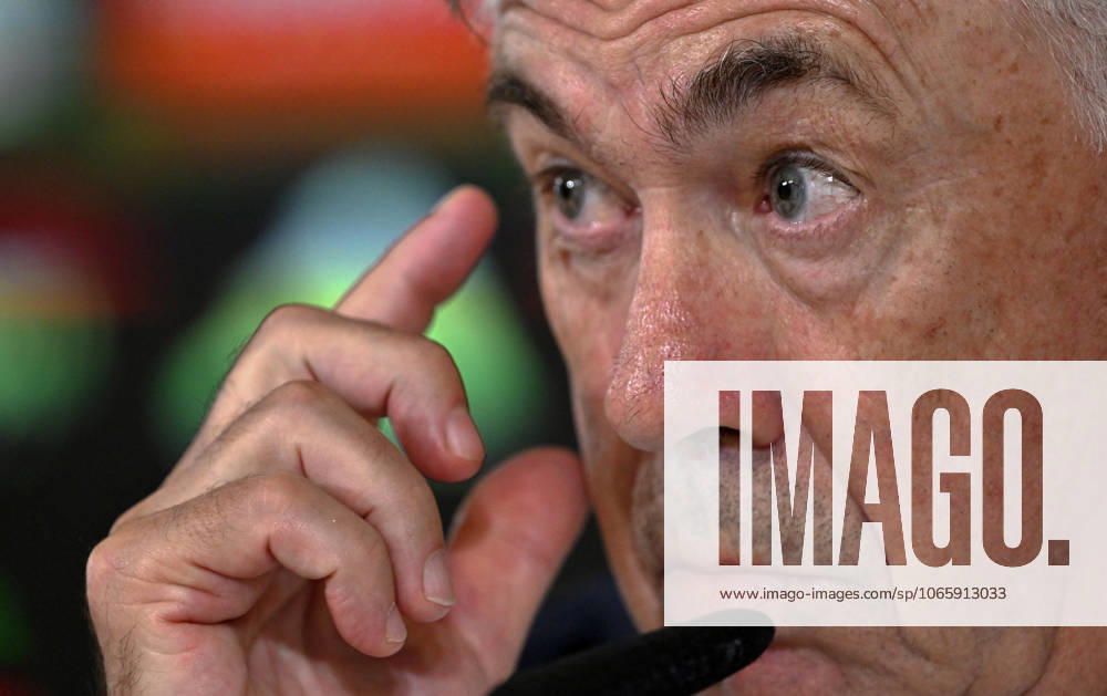 Training session of Real Madrid MADRID, SPAIN - SEPTEMBER 29: Head coach of Real Madrid, Carlo Ancelotti speaks to press during a training session ahead of La Liga week 8 soccer match between Real Madrid and Girona, at Ciudad Real Madrid in Madrid, Spain on September 29, 2023. Madrid Spain. Editorial use only. Please get in touch for any other usage.