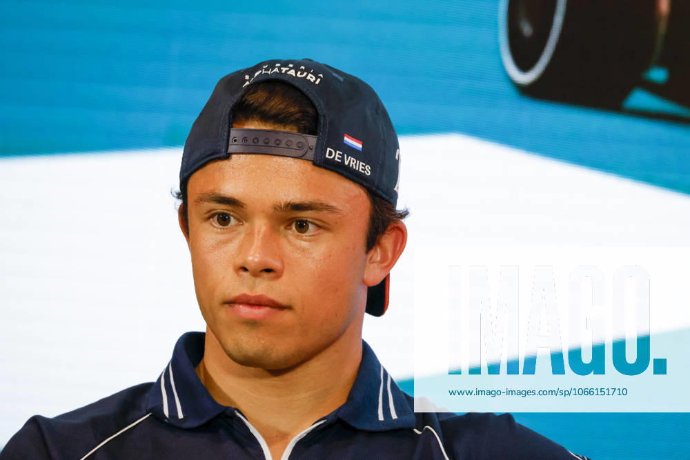 Drivers press conference, PK, Pressekonferenz held in Florida ahead of the F1 Grand Prix of Miami MIAMI GARDENS, FLORIDA, UNITED STATES - MAY 4: Driver Nyck de Vries of Scuderia AlphaTauri during a drivers press conference ahead of the F1 Grand Prix of Miami at the Miami International Autodrome on May 04, 2023 in Miami Gardens, Florida, United States. Florida United States. Editorial use only. Please get in touch for any other usage.